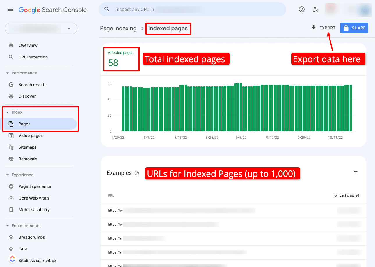 Google Search Console Indexed Pages Report